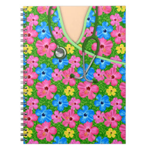 Tropisches mit Blumenmedizinisches scheuert sich Notizblock