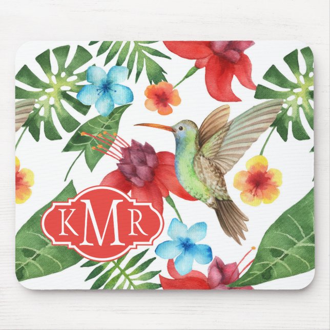 Tropisches Monogramm des Kolibri-| Mousepad (Vorne)