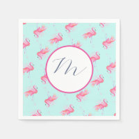 Tropisches Monogramm Rosa Flamingo Wasserfarbe
