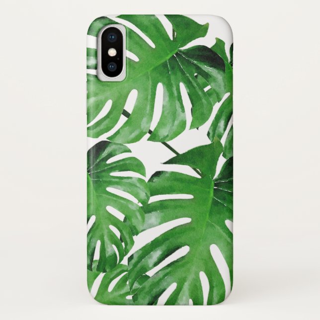 Tropisches Monstera-Blätter Muster Case-Mate iPhone Hülle (Rückseite)