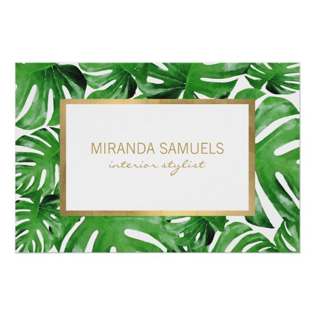 Tropisches Monstera-Blätter Muster Poster (Vorderseite)