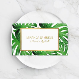 Tropisches Monstera-Blätter Muster Visitenkarte