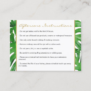 Tropisches Monstera-Blätter nach der Pflegekarte Visitenkarte