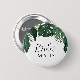 Tropisches Monstera Brautparty Bridesmaid Button