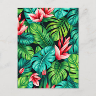 Tropisches Monstera Heliconia Dschungel-Muster Postkarte