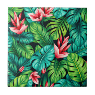 Tropisches Monstera Heliconia Dschungelmuster Fliese