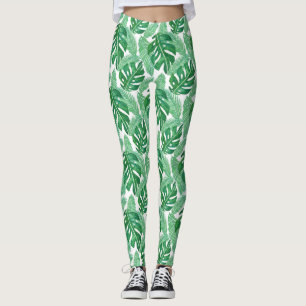 Tropisches Monstera-Leaf-Muster grün und weiß Leggings