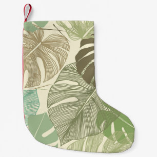 Tropisches Monstera Retro Handgezeichnetes Muster Kleiner Weihnachtsstrumpf
