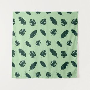 Tropisches Monstera- und Palmblatt-Nahtlosmuster Wandteppich