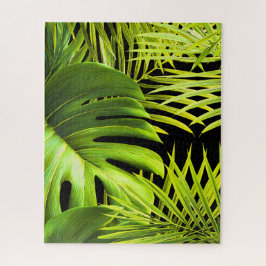 Tropisches Monstera- und Palmblätter-Puzzle Puzzle