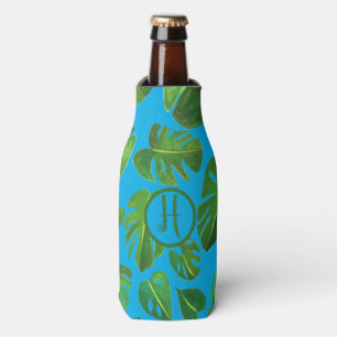 Tropisches Monstera Wasserfarbe Grüne CUSTOM-Initi Flaschenkühler