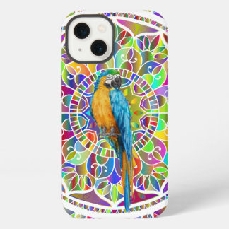 Tropisches Mosaik – Blau- und Goldara-Mandala iPhone 13 Hülle
