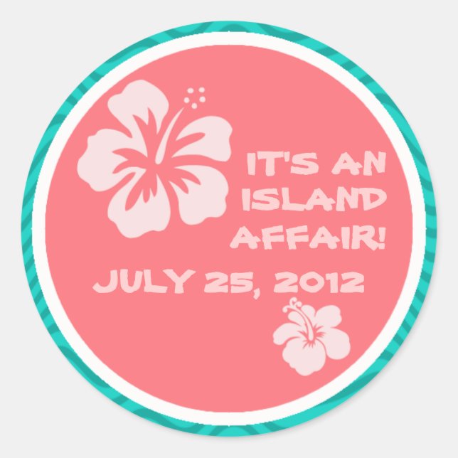 Tropisches Motiv mit Hibiskus-Stickern Runder Aufkleber (Vorderseite)