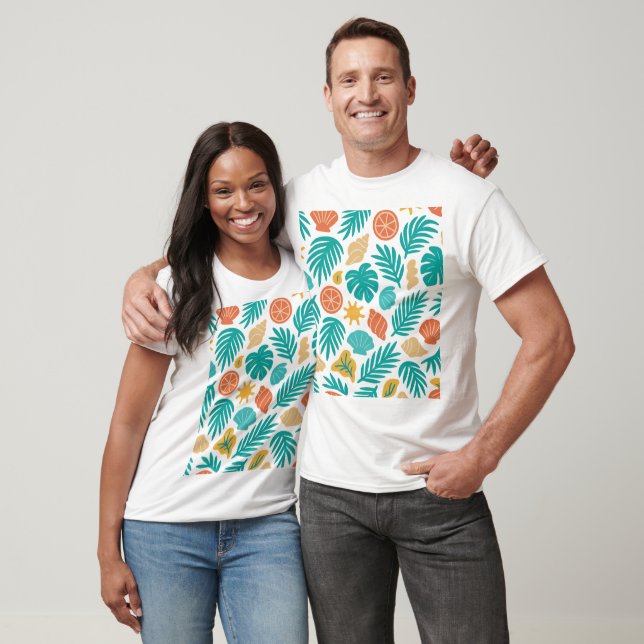 Tropisches Muscheln- und Frontsystem T-Shirt (Unisex)