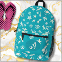 Tropisches Muster Aqua Blue Monogram Backpack