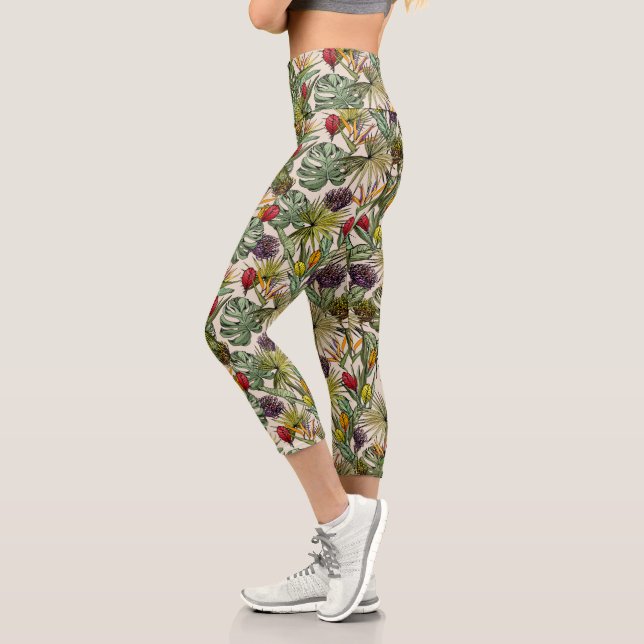 Tropisches Muster Capri Leggings (Links)