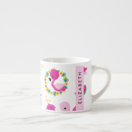 Tropisches Muster, Flamingos, Blume, Ihr Name Espressotasse