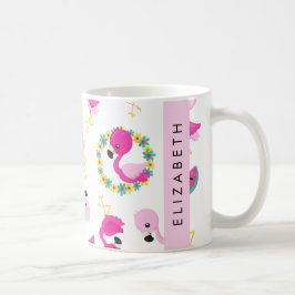 Tropisches Muster, Flamingos, Blume, Ihr Name Kaffeetasse