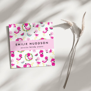 Tropisches Muster, Flamingos, Pet Shop, Bird Store Quadratische Visitenkarte