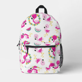 Tropisches Muster, Flamingos, Wassermelonen, Blume Bedruckter Rucksack