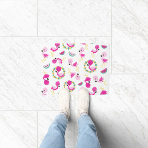 Tropisches Muster, Flamingos, Wassermelonen, Blume Fußmatte