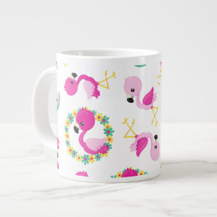 Tropisches Muster, Flamingos, Wassermelonen, Blume Jumbo-Tasse