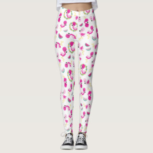 Tropisches Muster, Flamingos, Wassermelonen, Blume Leggings