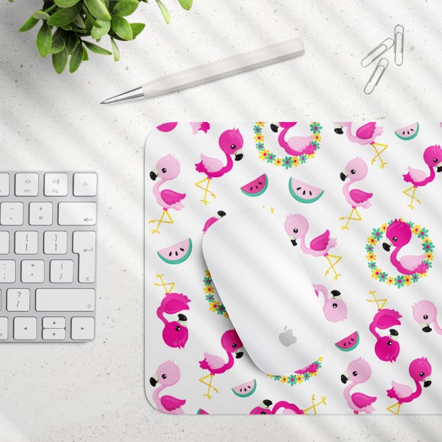 Tropisches Muster, Flamingos, Wassermelonen, Blume Mousepad (Von Creator hochgeladen)