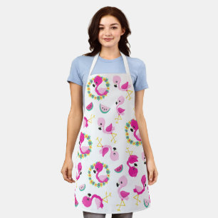 Tropisches Muster, Flamingos, Wassermelonen, Blume Schürze