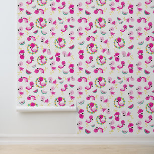 Tropisches Muster, Flamingos, Wassermelonen, Blume Tapete