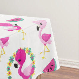 Tropisches Muster, Flamingos, Wassermelonen, Blume Tischdecke
