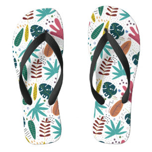 Tropisches Muster mit bunten Blätter Flip Flops