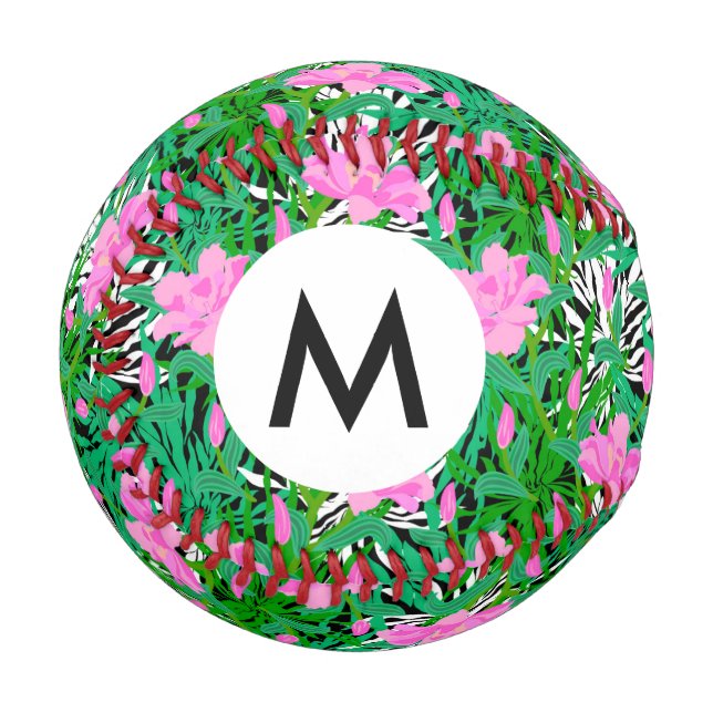 Tropisches Muster mit DschungelBlume Baseball (Vorderseite Links)