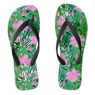 Tropisches Muster mit Dschungelblumen Flip Flops
