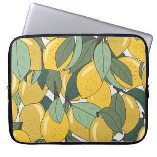 Tropisches Muster mit gelben Zitronen. Laptopschutzhülle