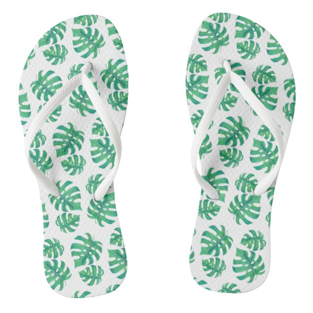 Tropisches Muster mit Monstera-Blätter Flip Flops (Fußbett)