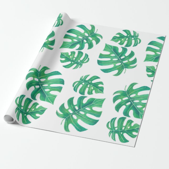 Tropisches Muster mit Monstera-Blätter Geschenkpapier (Ungerollt)
