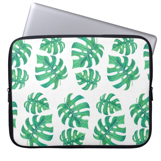 Tropisches Muster mit Monstera-Blätter Laptopschutzhülle (Vorderseite)