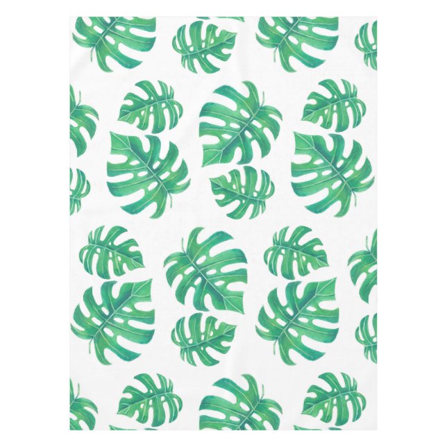 Tropisches Muster mit Monstera-Blätter Tischdecke (Vorderseite)