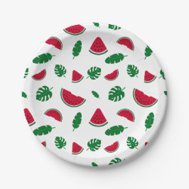 tropisches Muster, Wassermelonmuster, tropischer O Pappteller