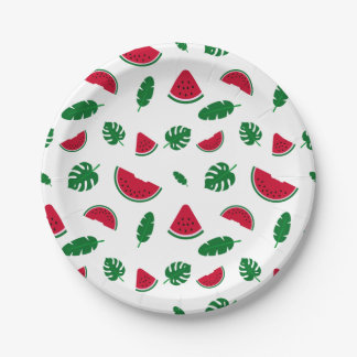 tropisches Muster, Wassermelonmuster, tropischer O Pappteller