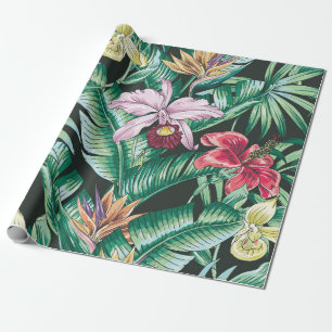 Tropisches nahtloses Muster mit exotischen Blumen Geschenkpapier