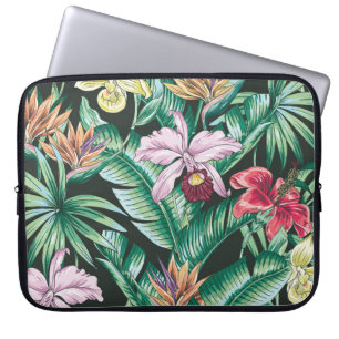 Tropisches nahtloses Muster mit exotischen Blumen Laptopschutzhülle