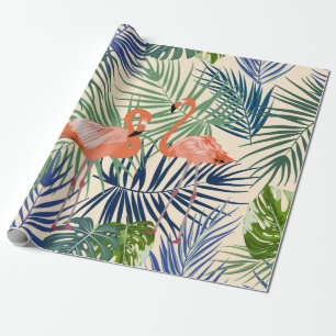 Tropisches nahtloses Muster mit Flamingo. Botany d Geschenkpapier