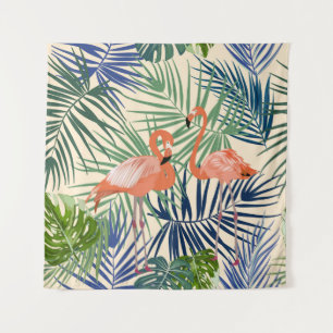 Tropisches nahtloses Muster mit Flamingo. Botany d Wandteppich