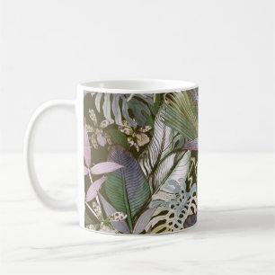 tropisches nahtloses Muster mit tropischen Blume, Kaffeetasse