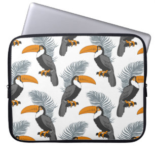 Tropisches nahtloses Muster mit Tukanen und Blätte Laptopschutzhülle