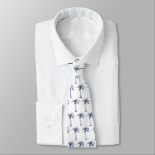 Tropisches Navy Blau Palme Baum Muster Krawatte