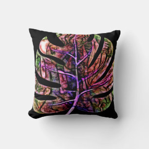 Tropisches Neon Helles Blatt Kissen