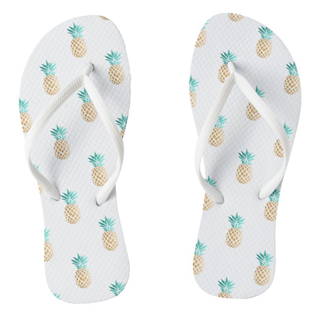 tropisches neues Sommer-Imitatgoldananasmuster Flip Flops (Fußbett)